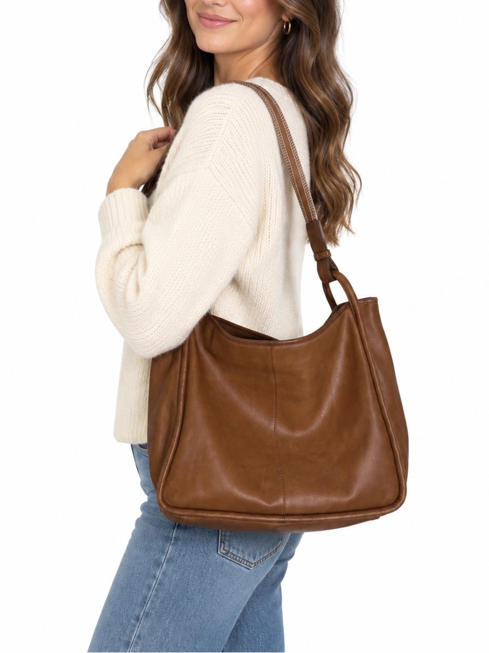 Cognac Brown Slouchy Bag